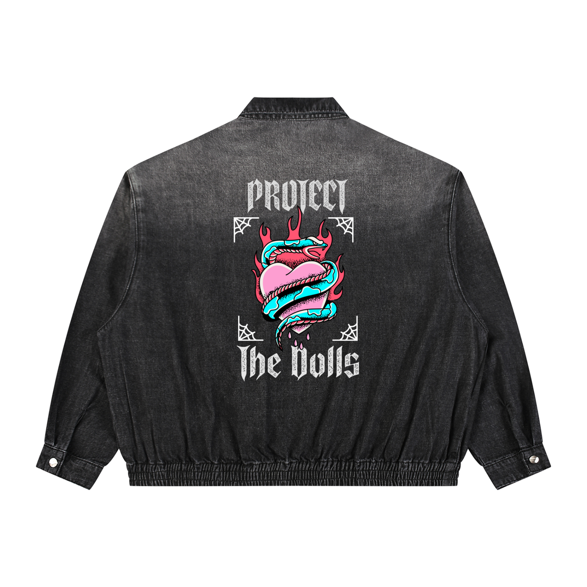 Protect the Dolls Unisex Vintage Wash Full-Zip Denim Jacket