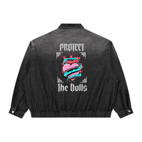 Protect the Dolls Unisex Vintage Wash Full-Zip Denim Jacket