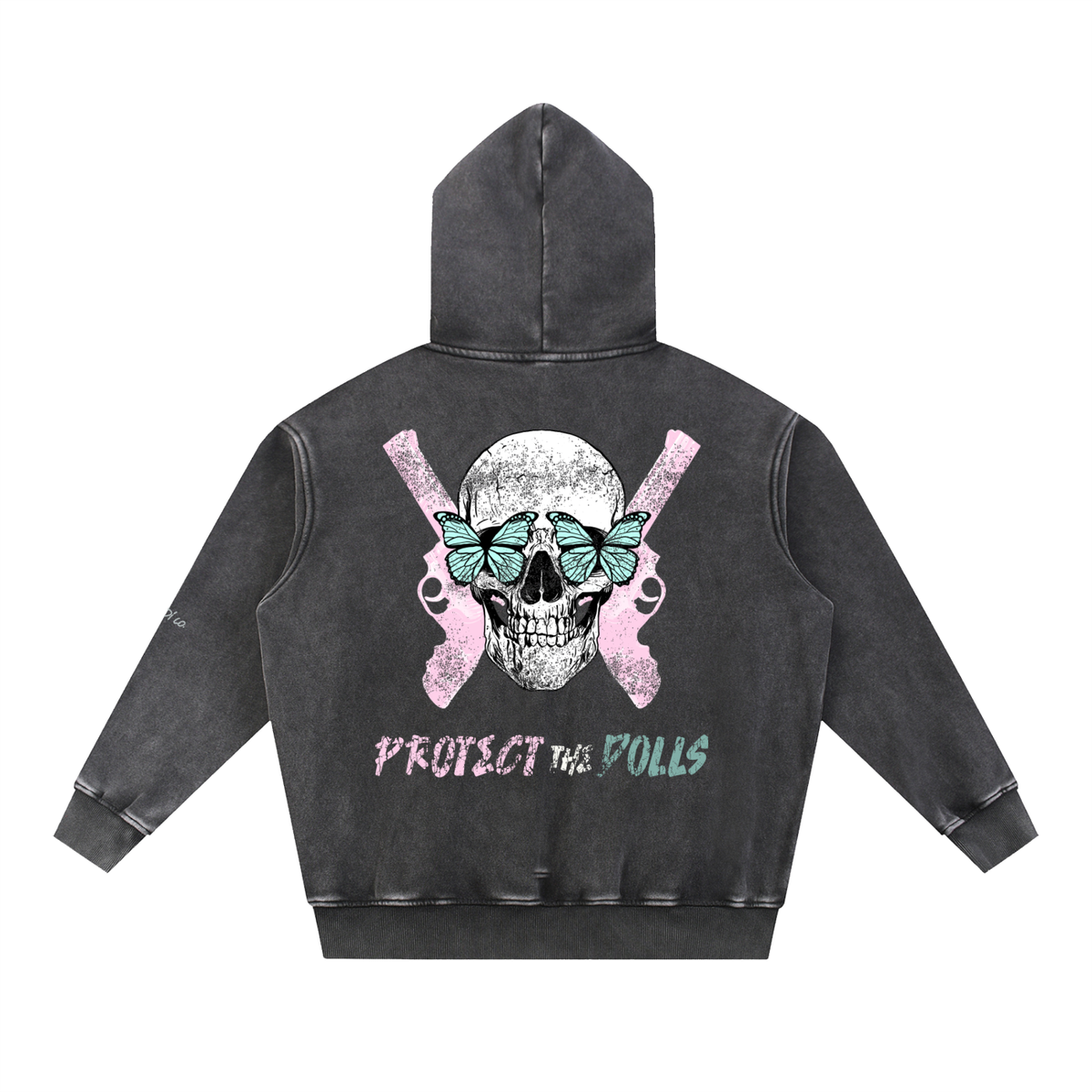 Protect the DOLLS Skull Snow Wash Fleece Oversize Hoodie