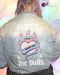 Protect the Dolls Unisex Vintage Wash Full-Zip Denim Jacket