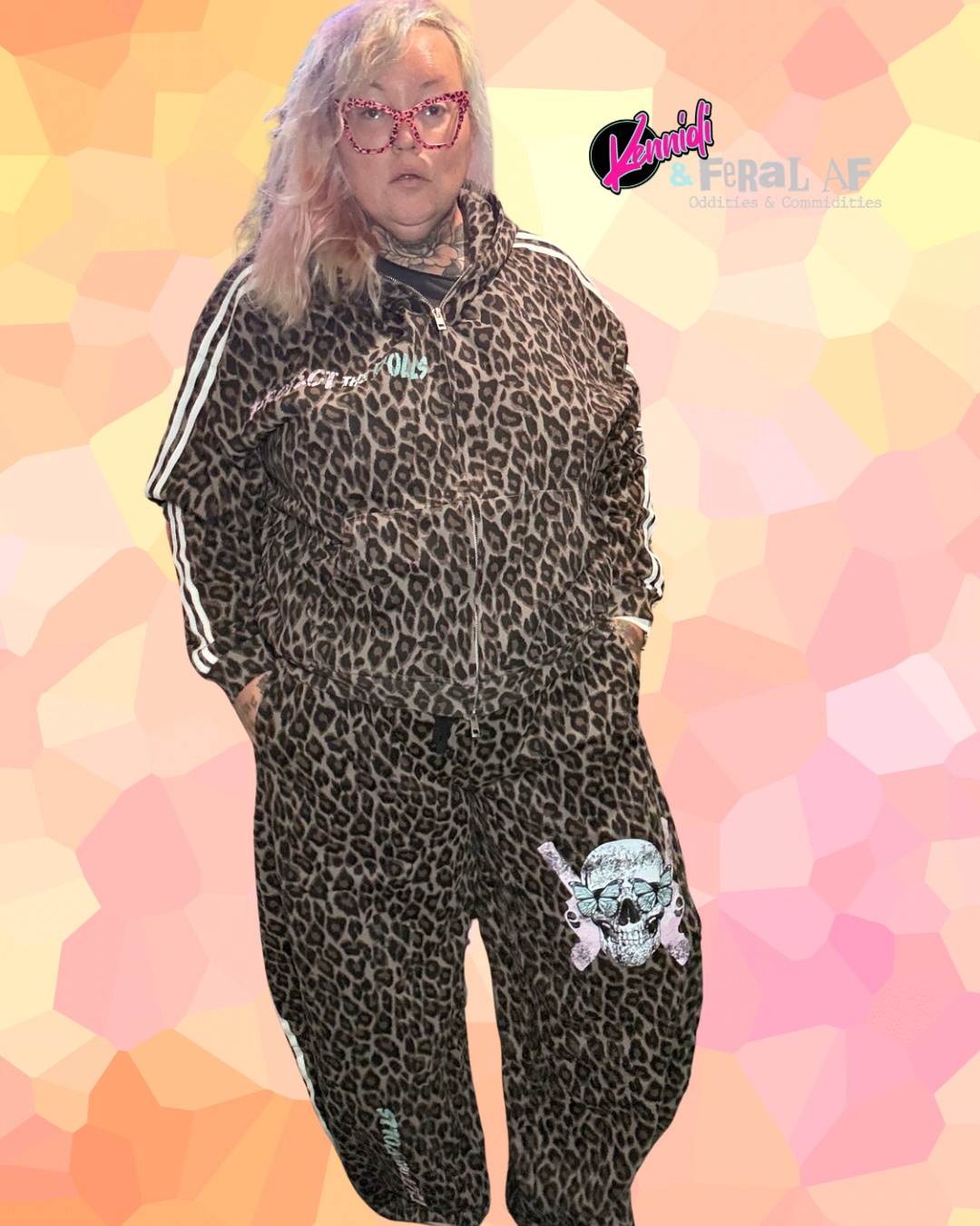 Protect The Dolls Skull Unisex Leopard Full Zip Hoodie