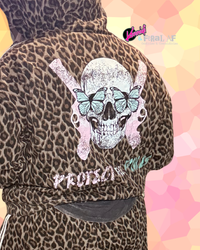 Protect The Dolls Skull Unisex Leopard Full Zip Hoodie
