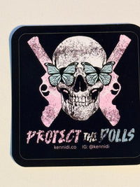 Protect the Dolls Skull and Butterfly Vinyl Stickers