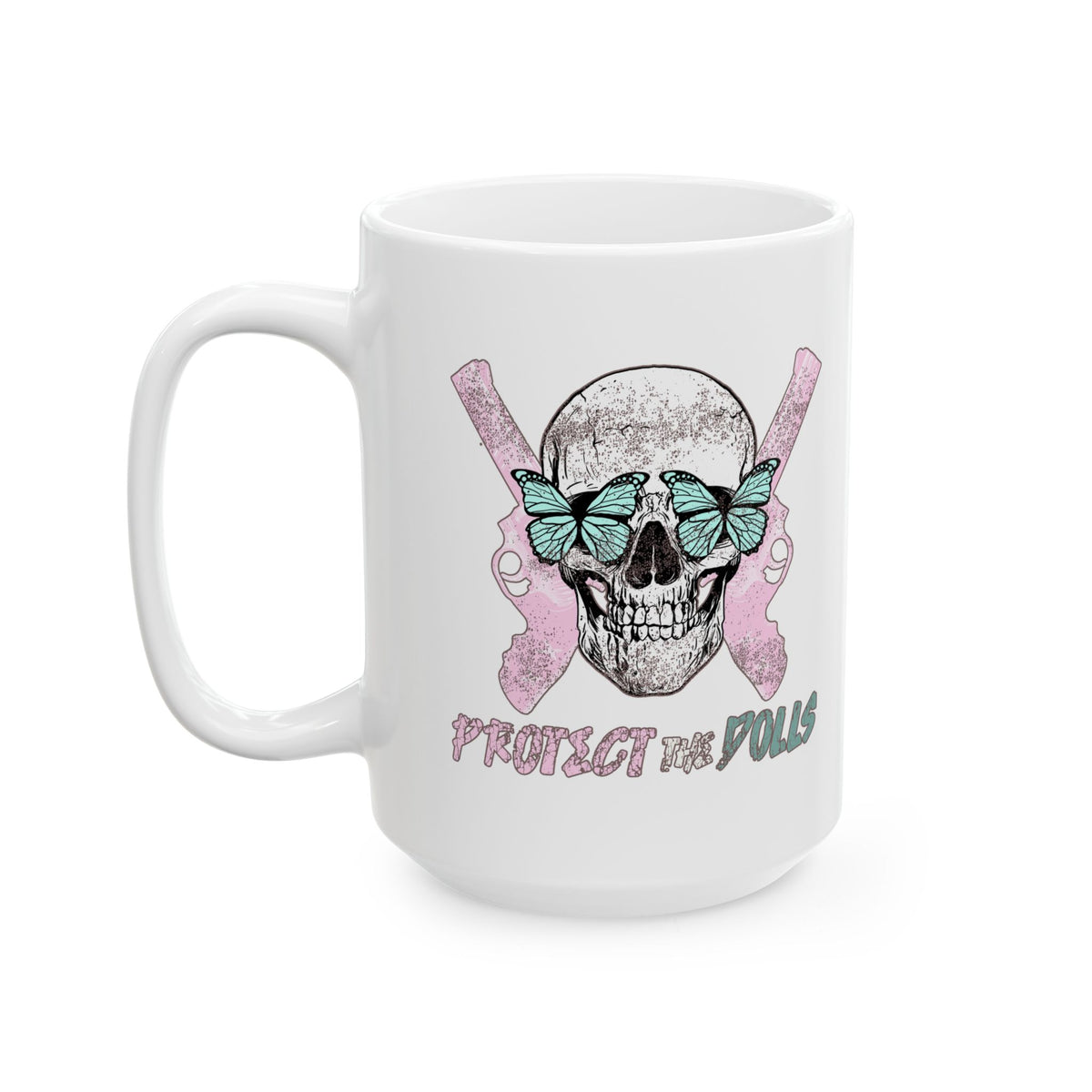 Protect the Dolls Ceramic Mug — Cute Gothic Coffee Cup (11oz, 15oz)