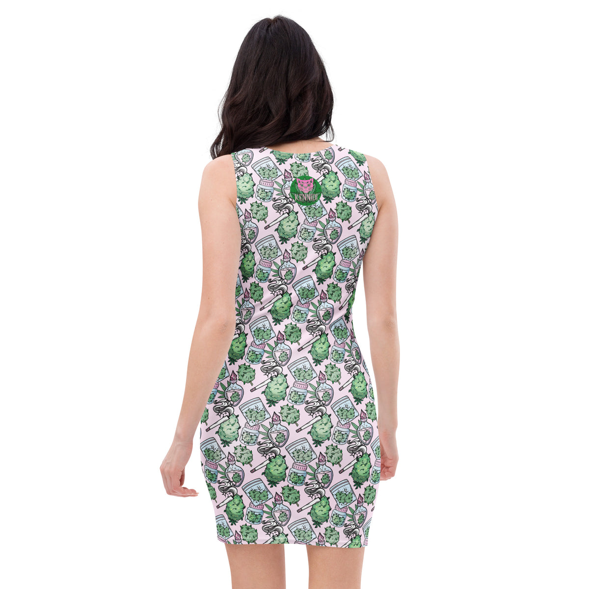 420 Green Pink Bodycon dress