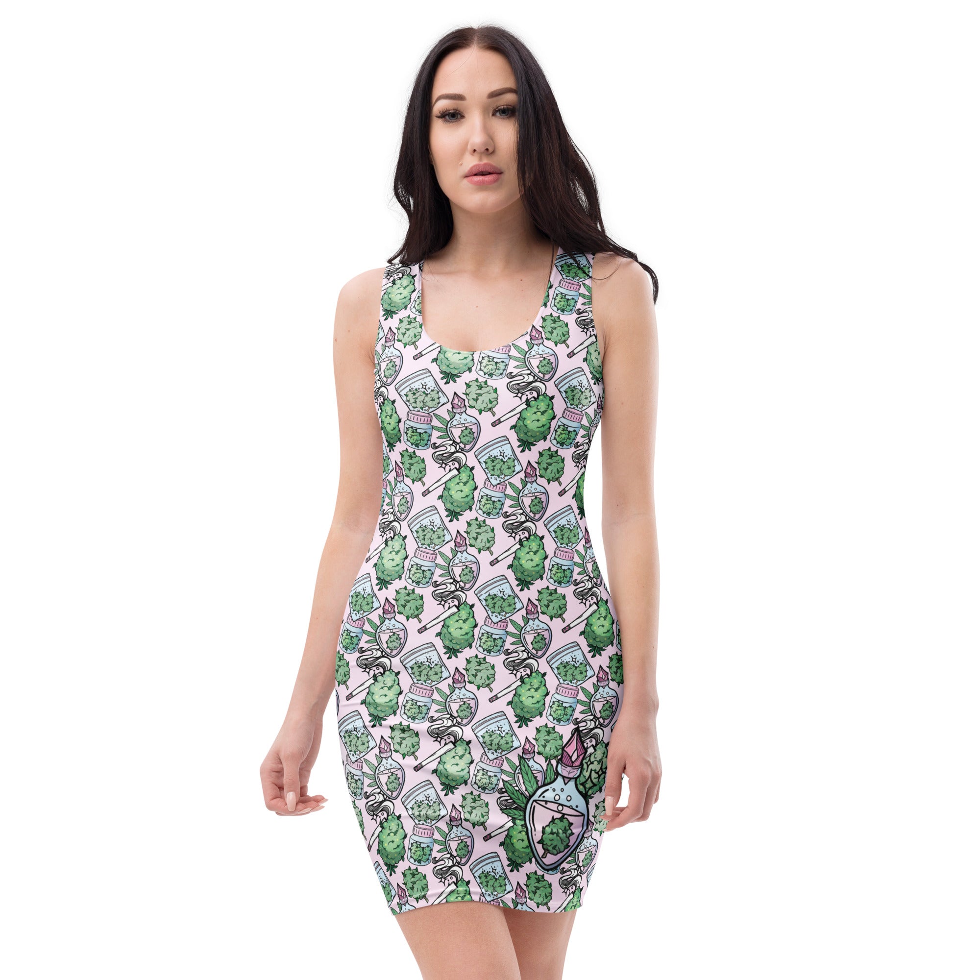 420 Green Pink Bodycon dress
