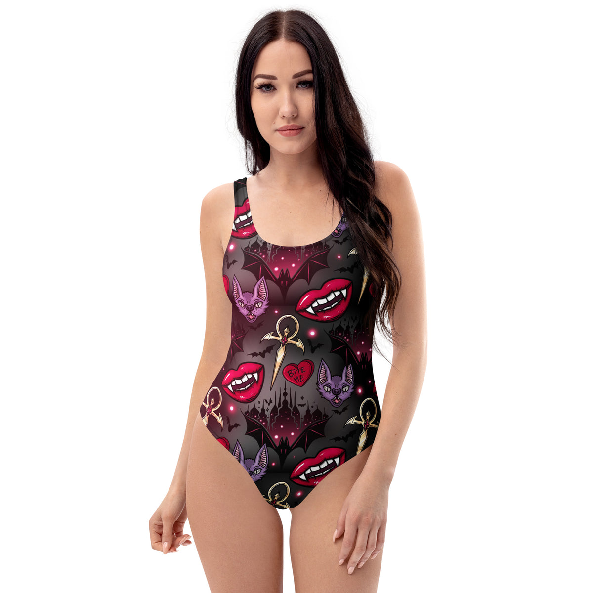 Vampire Bat Bite Me One-Piece Swimsuit