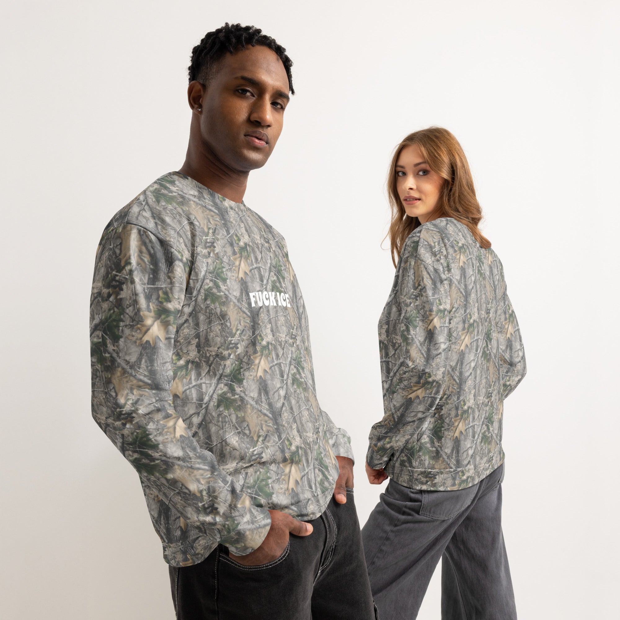 FUCK ICE Real Tree Camo Unisex cotton sweatshirt