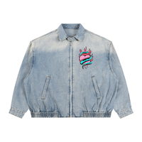 Protect the Dolls Unisex Vintage Wash Full-Zip Denim Jacket
