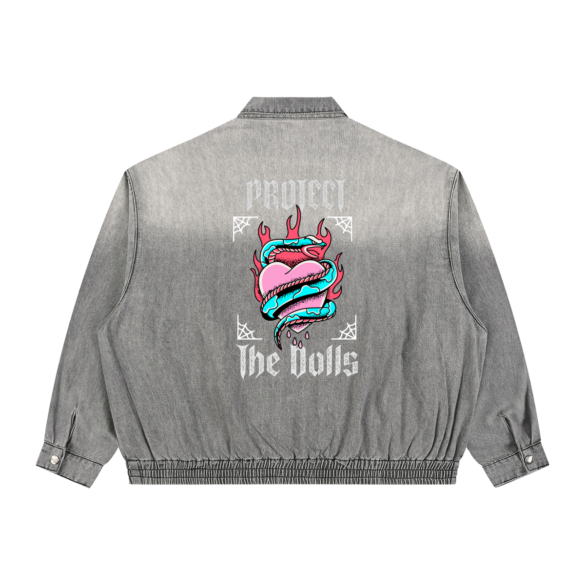 Protect the Dolls Unisex Vintage Wash Full-Zip Denim Jacket