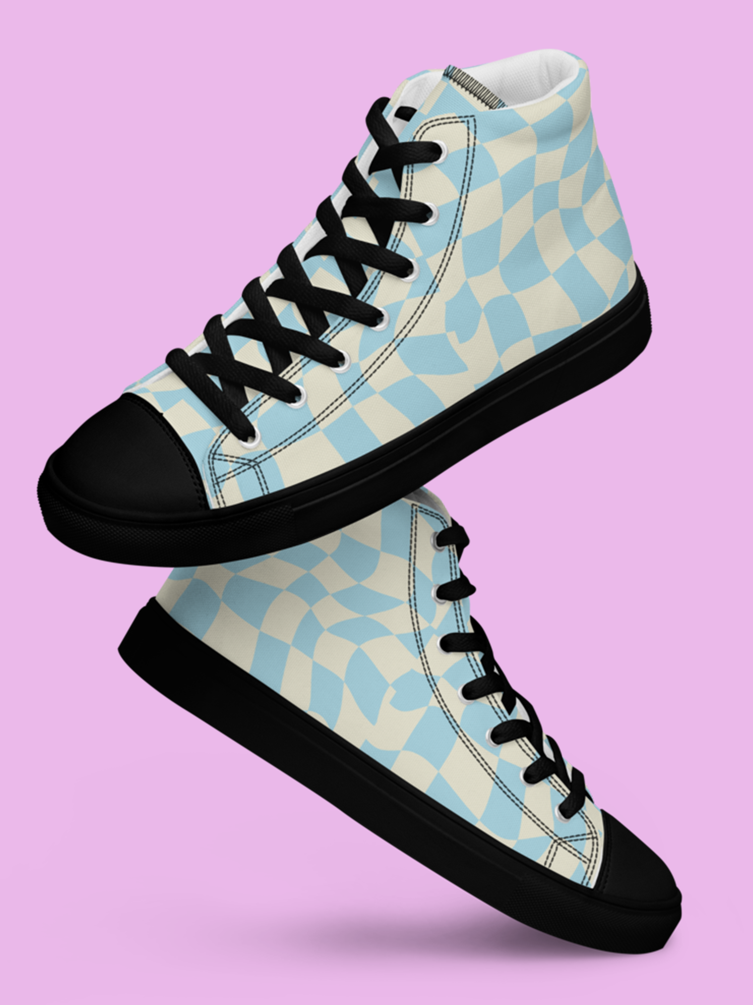 Retro Blue 80s Style high top canvas men's shoes