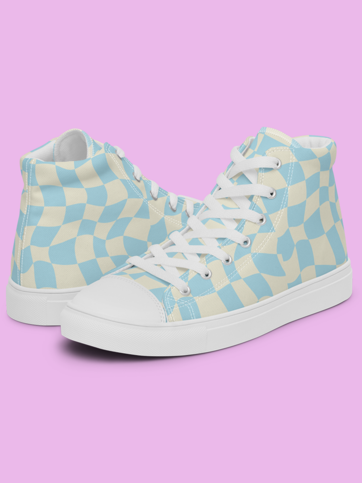Retro Blue 80S Style High Top Canvas Men’s Shoes