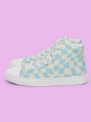 Retro Blue 80S Style High Top Canvas Men’s Shoes White / 5