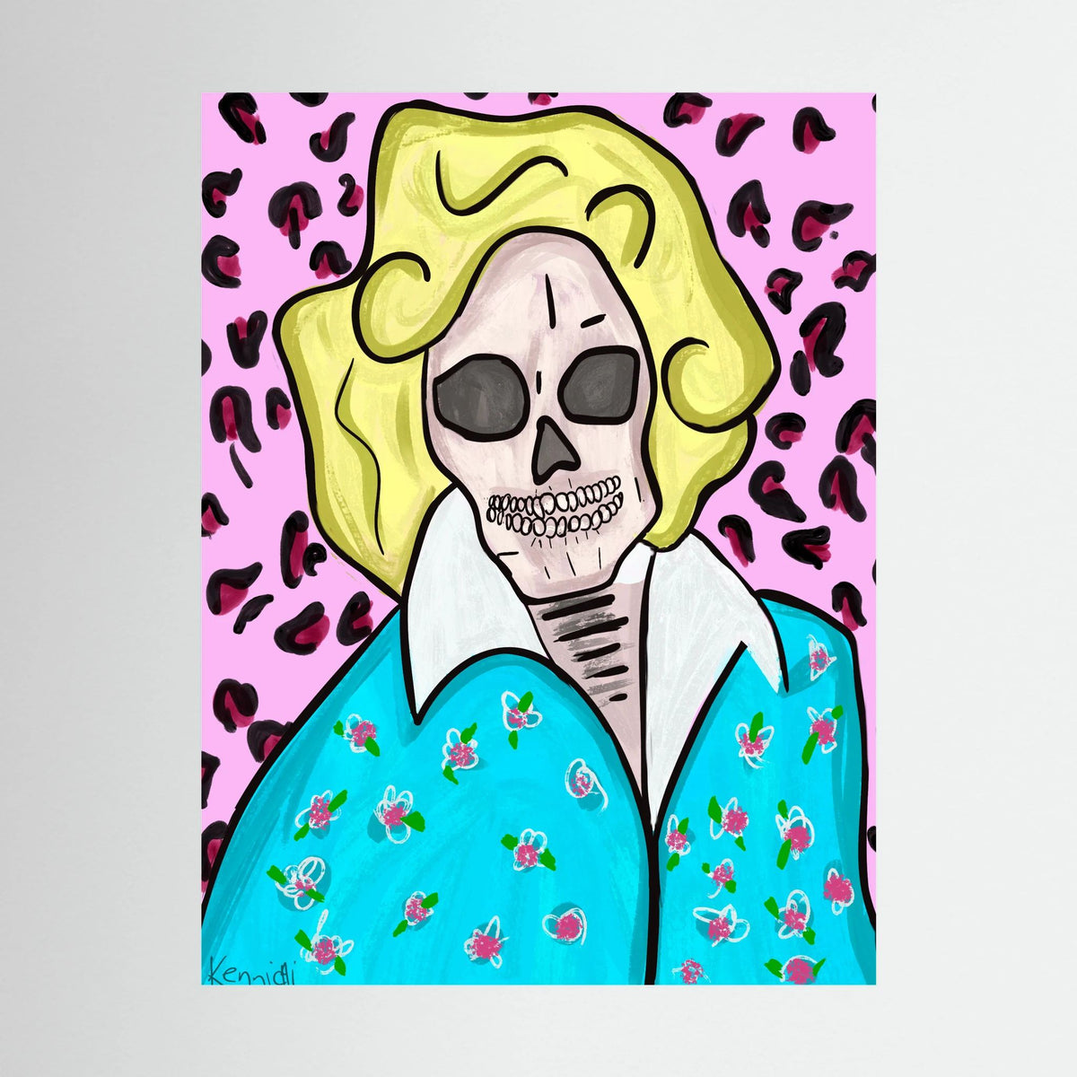 Golden Girls-Rose Skull Art Canvas Print by Kennidi