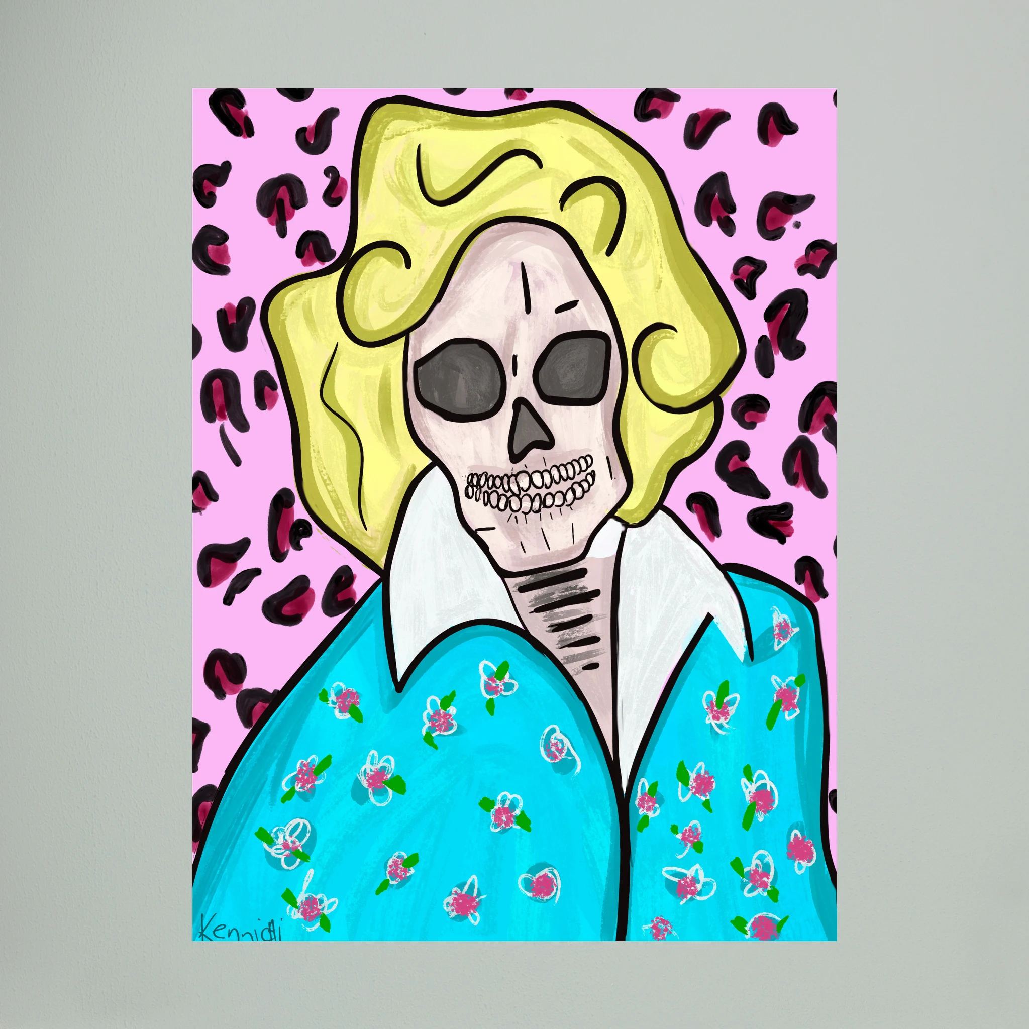 Golden Girls-Rose Skull Art Canvas Print by Kennidi