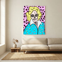 Golden Girls-Rose Skull Art Canvas Print by Kennidi
