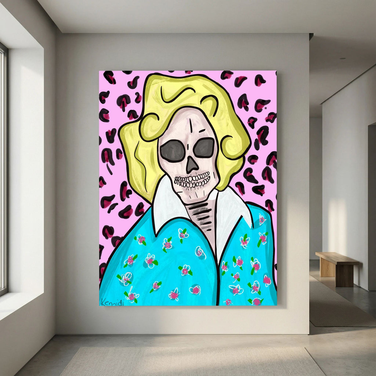Golden Girls-Rose Skull Art Canvas Print by Kennidi