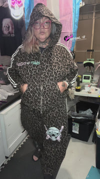 Protect The Dolls Skull Unisex Leopard Full Zip Hoodie