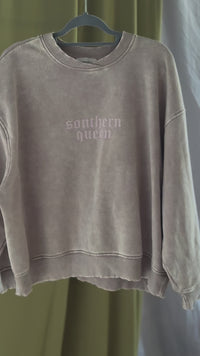 Southern Queen Acid Wash Fleece Oversized Pullover