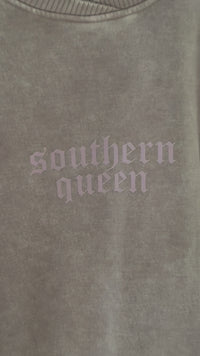 Southern Queen Acid Wash Fleece Oversized Pullover