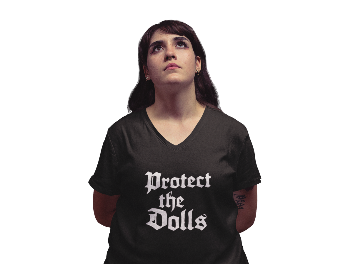 Protect the Dolls V-Neck T-Shirt — Support Trans Rights